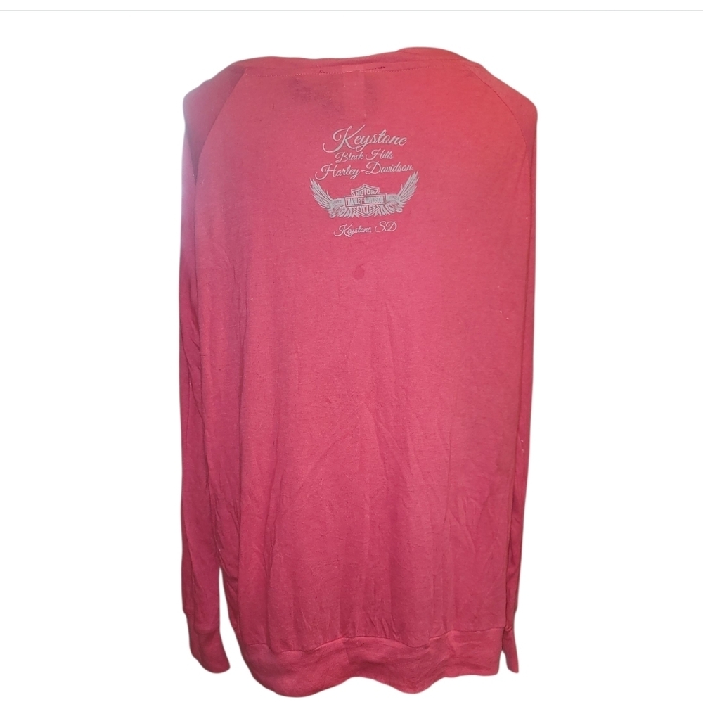 Harley Davidson tee pink purple shirt long sleeve scoop neck t-shirt L cotton - Picture 7 of 7